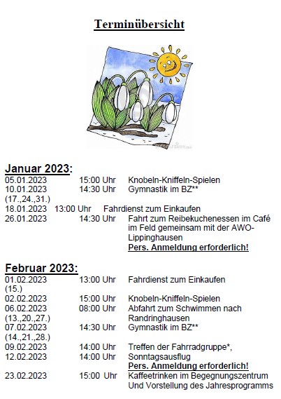 AWO-Programm Januar + Februar 2023